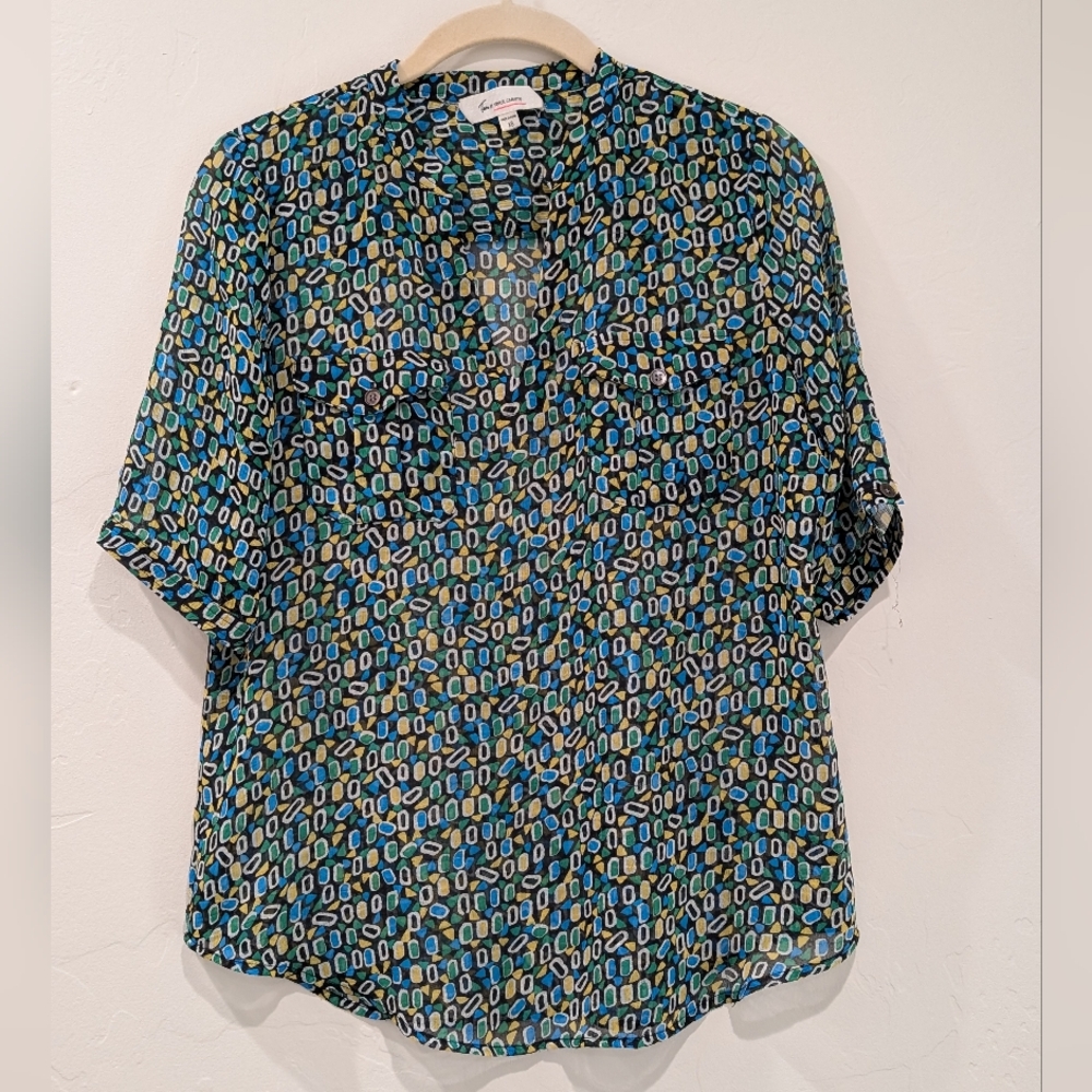 Two by Vince Camuto Multicolor Geometric Blouse